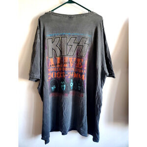 Vintage KISS ALIVE Worldwide 97-97 Tour Band Tee T-Shirt 1996 Tour Champ Sz XL